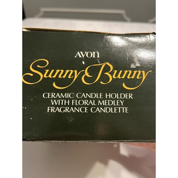 NEW Avon 1981 White Sunny Bunny Ceramic Candle Holder Hand Painted W/Candle - Picture 7 of 13